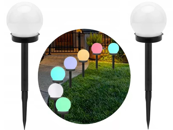 4x rgb solar garden ball lamp 10 cm