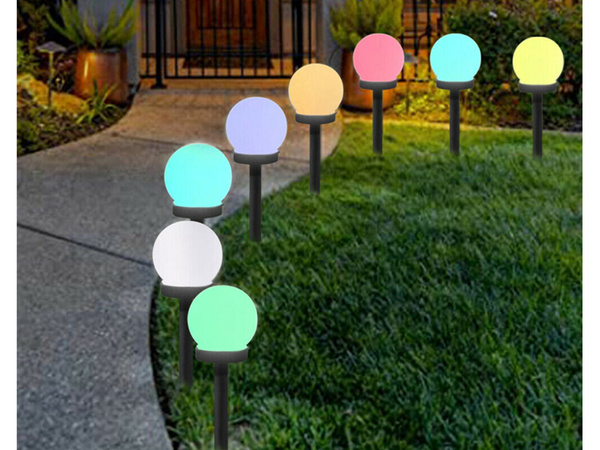 4x rgb solar garden ball lamp 10 cm