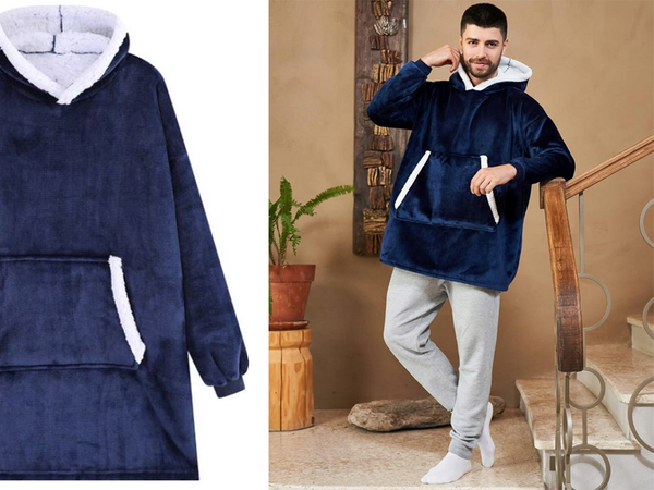 Cald hanorac oversize pătură xxl 2in1 blană groasă moale hooded halat