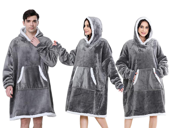 Hanorac cald oversize pătură xxl 2in1 blană groasă moale hooded halat