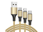 3in1 cablu usb pentru telefon cablu fulger iphone micro usb tip-c 1.2m