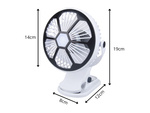 Ventilator de birou în picioare clip-on ventilator cu lumină 3 moduri reîncărcabile