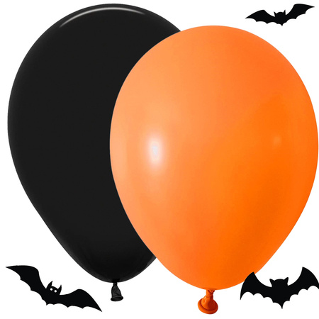 Набор воздушных шаров на хэллоуин черно-оранжевый 20шт