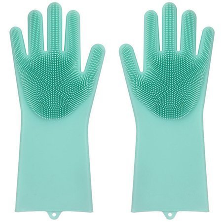 Перчатки для мытья посуды силиконовые кухонные скребки