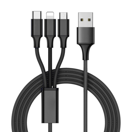 3in1 usb кабель для iphone micro usb type-c 1.2m