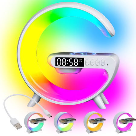 Led light rgb gaming charger induction speaker alarm clock radio clock