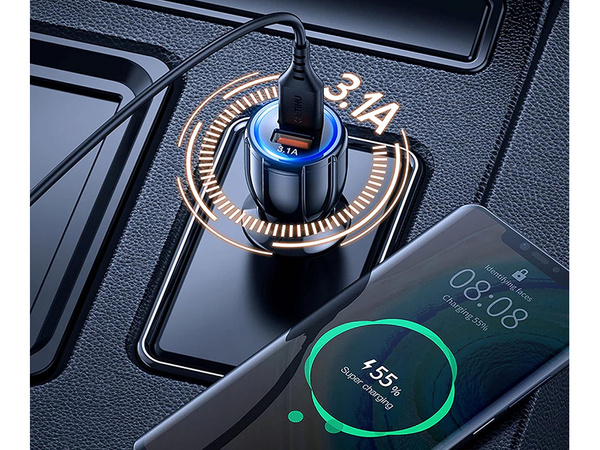 Автомобильное зарядное устройство 2xusb quickcharge 3.0 для гнезд прикуривателя