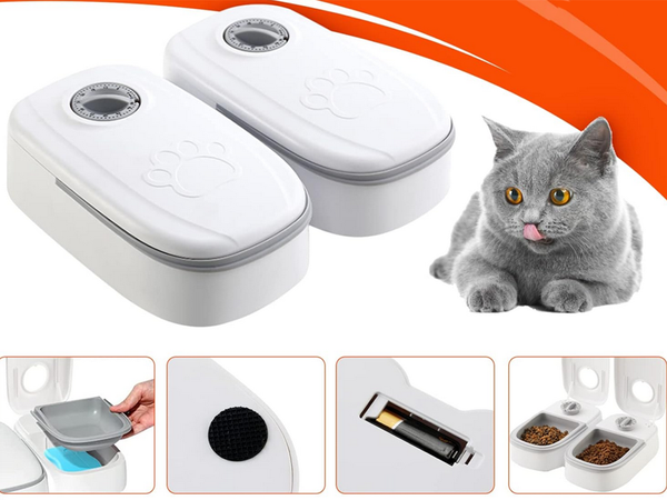 Двойная миска для собаки кошки автоматический дозатор пищи таймер большой