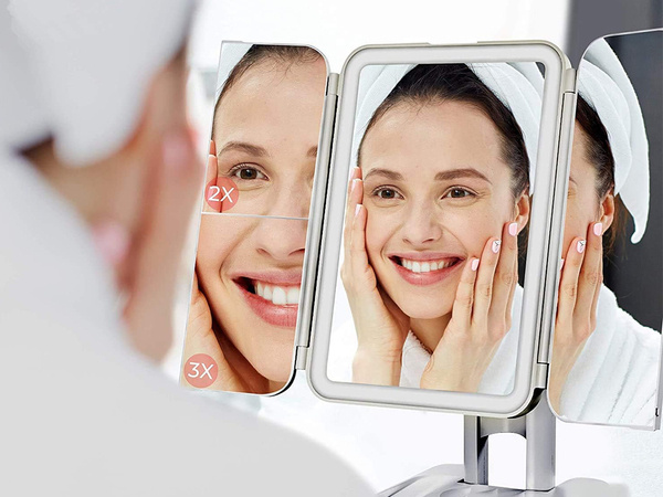 Косметическое зеркало освещенный привело складной макияж зеркало премиум