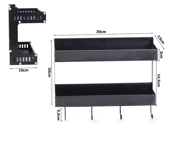 Кухонная настенная полка с двойной вешалкой
