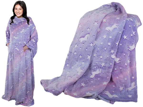 Одеяло с рукавами флисовая теплая толстовка халат неоновый
