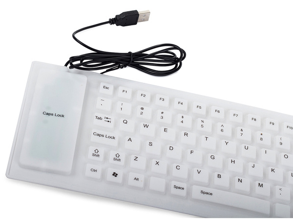 Силиконовая резиновая клавиатура белый usb бесшумный