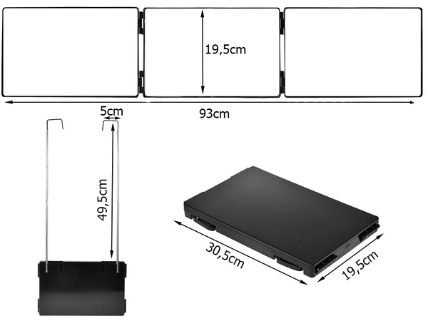 Складное настенное косметическое зеркало из 3 частей