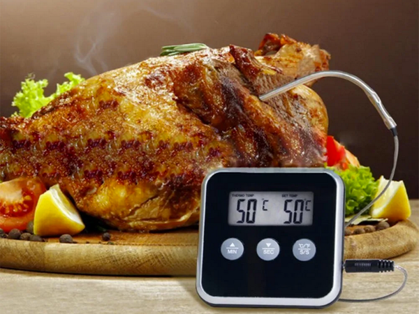 Цифровой термометр с термощупом для жарки мяса коптильня таймер lcd сигнализация
