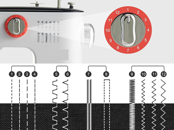 Швейная машина портативный дом аксессуары портативный 12 стежков с педалью