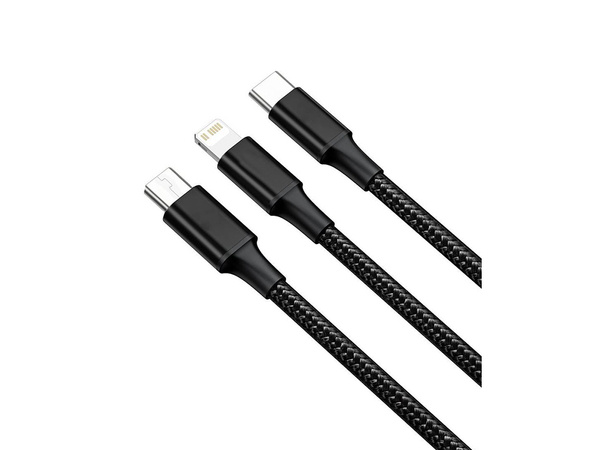 3in1 usb кабель для телефона lightning кабель iphone micro usb type-c 1.2m