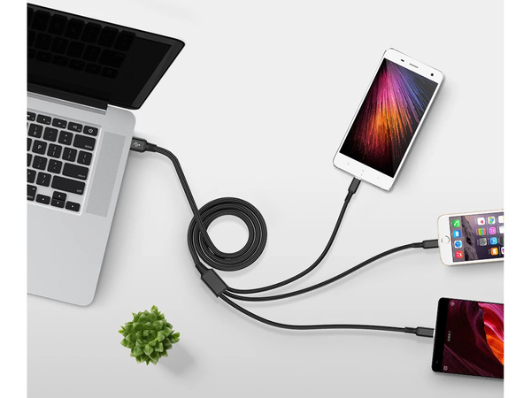 3in1 usb кабель для телефона lightning кабель iphone micro usb type-c 1.2m