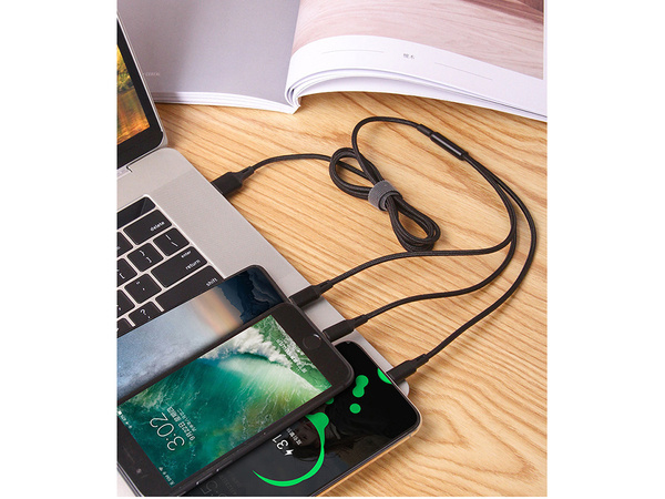 3in1 usb кабель для телефона lightning кабель iphone micro usb type-c 1.2m