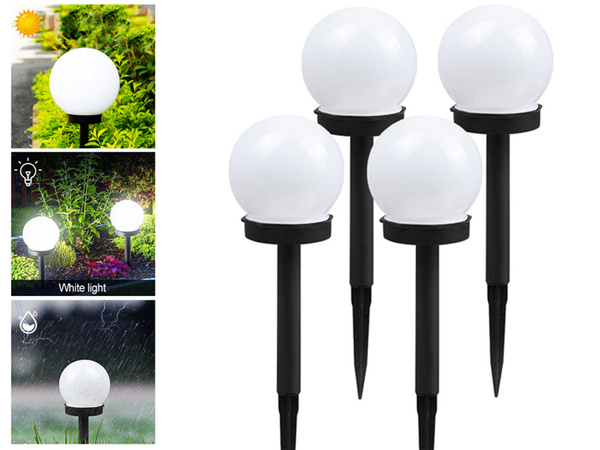 4x solar garden lamps white ball white sprinkled 10 cm