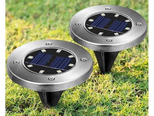 Solar disk garden lights twilight sensor 4pcs