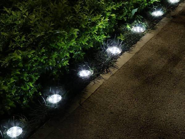 Solar disk garden lights twilight sensor 4pcs