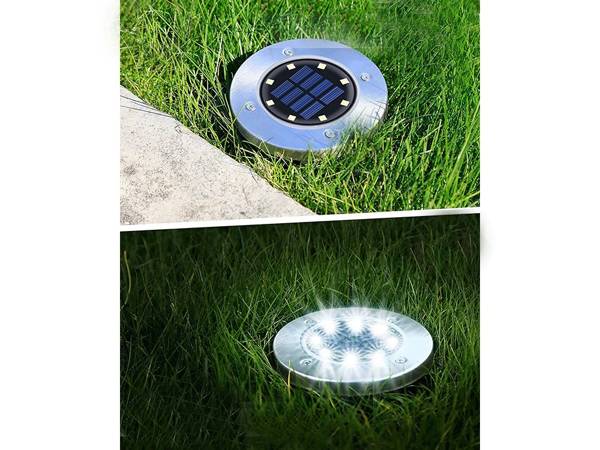 Solar disk garden lights twilight sensor 4pcs