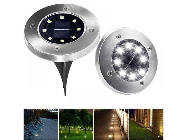 Solar disk garden lights twilight sensor 4pcs