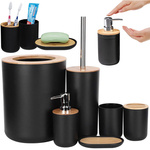 Bathroom set 6-в-1 bathroom toilet toilet handle bin black set