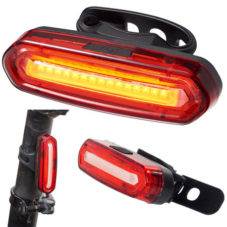 Červená lampa na bicykli zadná 4 funkcie led cob