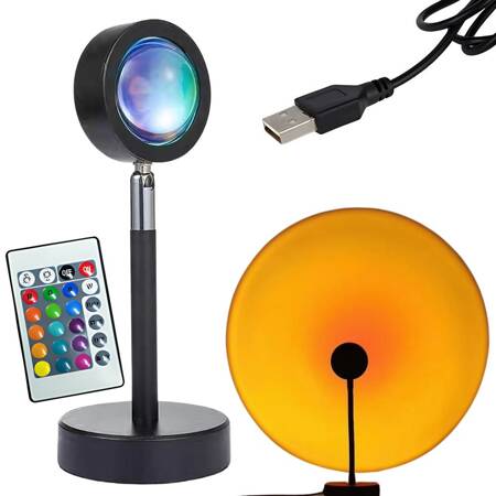 Lampa projektora východ slnka imitácia kovu viedla rgb usb + diaľkové ovládanie