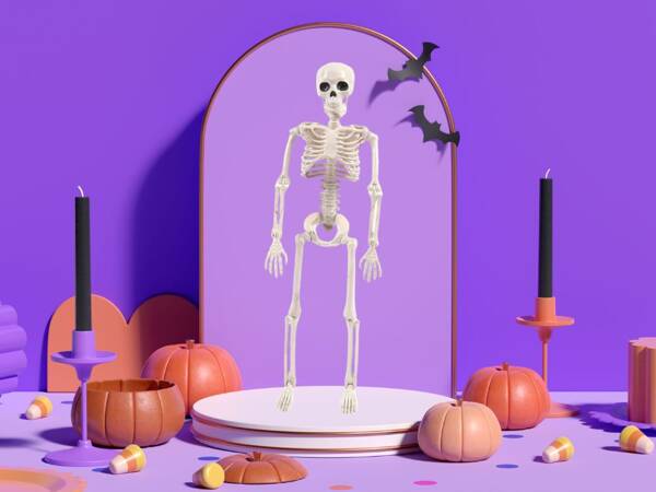 Ľudská kostra visí 40cm halloween dekorácie umelá kostra