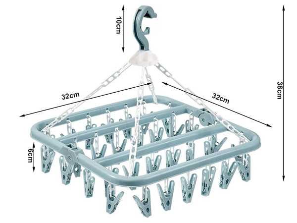 Sušička ponožiek stojan na zavesenie spodnej bielizne 32x clips set
