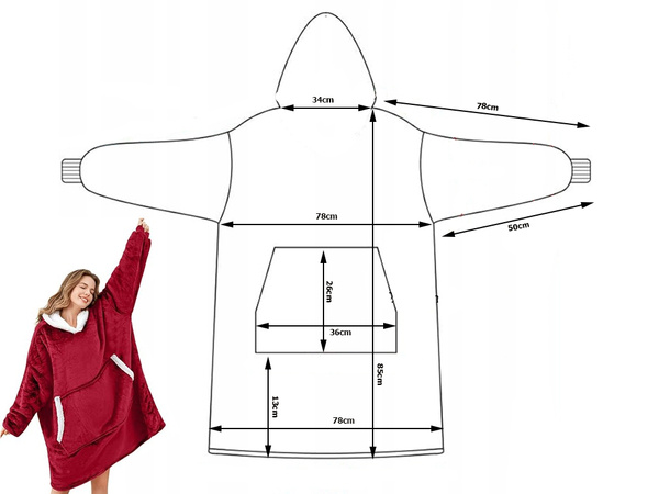 Teplá mikina oversize deka xxl 2v1 hrubá kožušina mäkká kapucňa župan