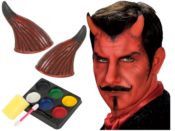 Tvár make-up diabol kit pre halloween make-up rohy prestrojenie