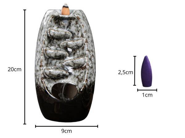 Vonné keramické krbové kadidlo s vodopádom aromaterapia + 10 knôtov