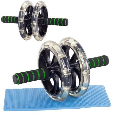 Ejercicio abdominal rueda de rodillos + colchoneta