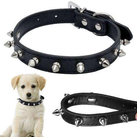 Tachonado collar de perro de cuero ecológico ajustable s