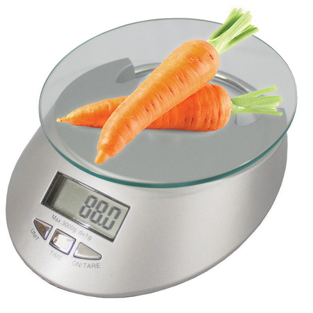 Vaso de cocina electrónico de vidrio 5kg / 1g reloj