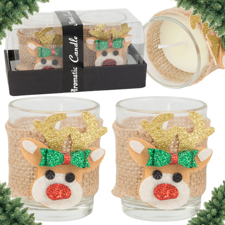 Velas perfumadas en vidrio velas reno navidad set 2 pcs