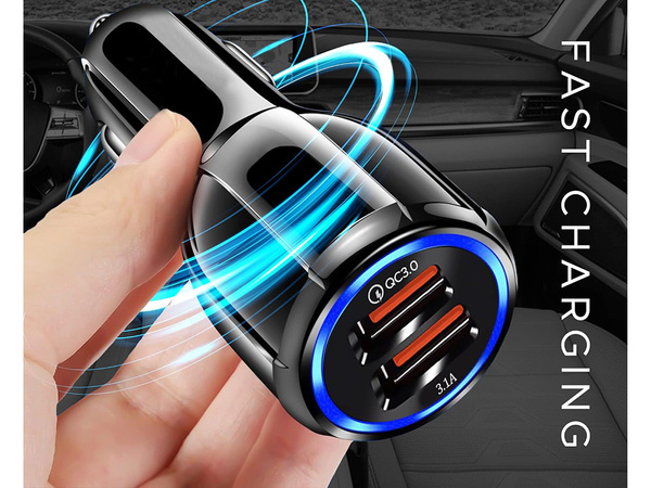 2xusb quickcharge 3.0 cargador de coche para tomas de mechero