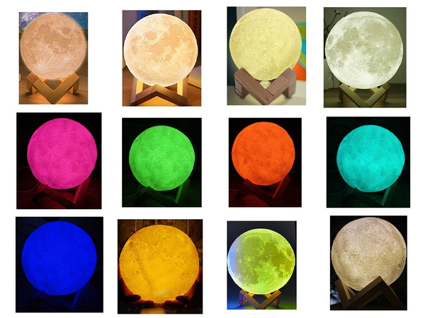 3d rgb luna luz de noche con mando a distancia