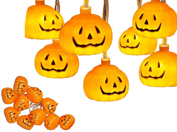 Calabaza luces 10 led colgante halloween 200cm decoración luminosa decoración de calabaza