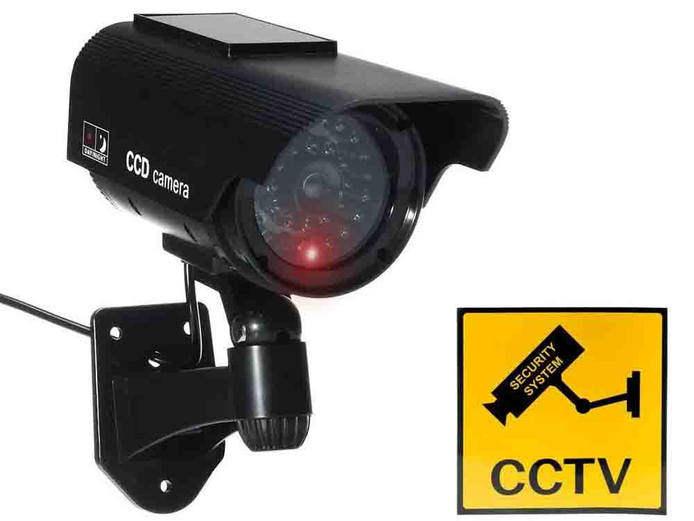 Camara falsa ir led vigilancia solar exterior camara de pared con diodo intermitente