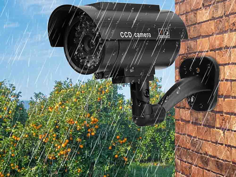 Camara falsa ir led vigilancia solar exterior camara de pared con diodo intermitente