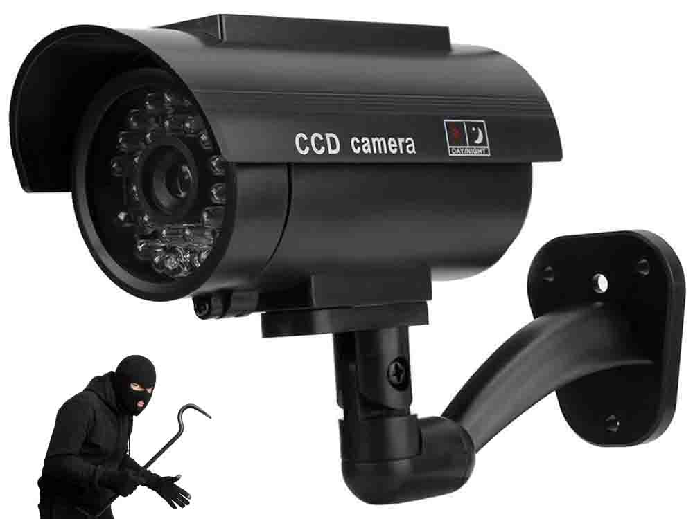 Camara falsa ir led vigilancia solar exterior camara de pared con diodo intermitente