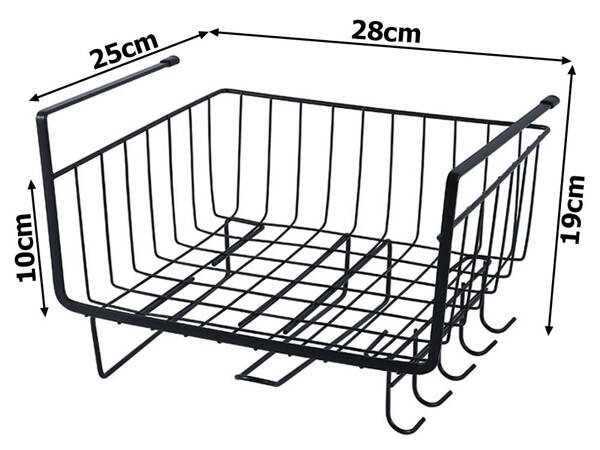 Cesta metálica bajo armario superior 6 ganchos portapapeles