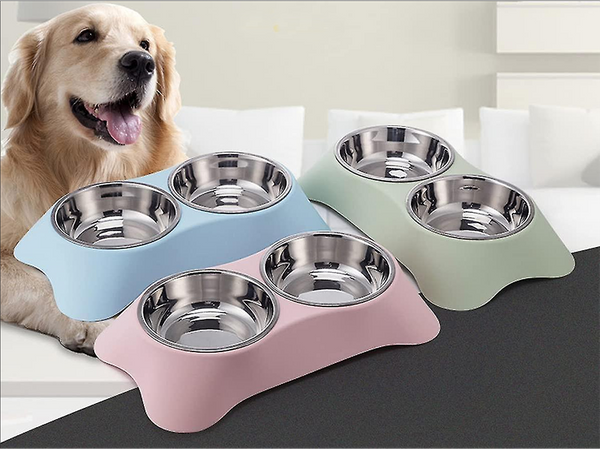 Comedero doble para perro gato metal 2 comederos buffet