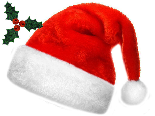 Gorro de papa noel con pompón esponjoso rojo