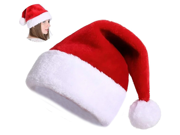 Gorro de papa noel con pompón esponjoso rojo