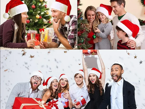 Gorro de papa noel con pompón esponjoso rojo